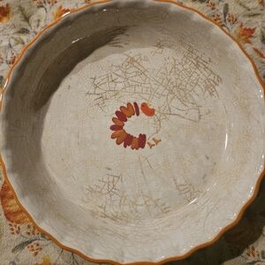 Festive Turkey Pie Dish with Orange Trim